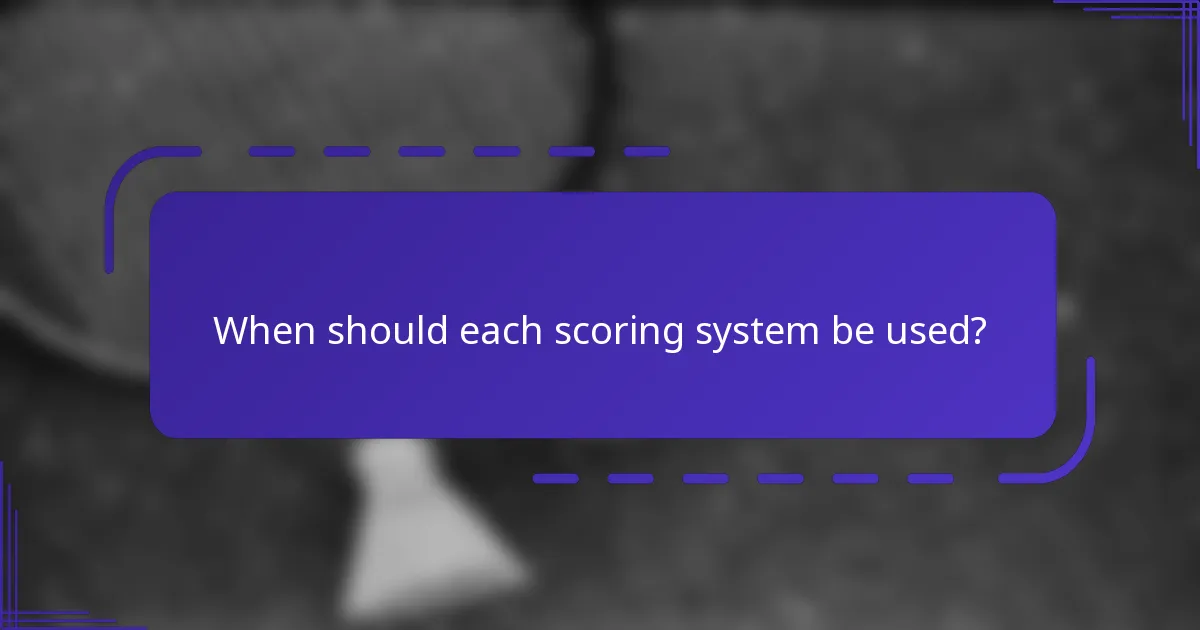 When should each scoring system be used?
